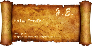 Halm Ernő névjegykártya